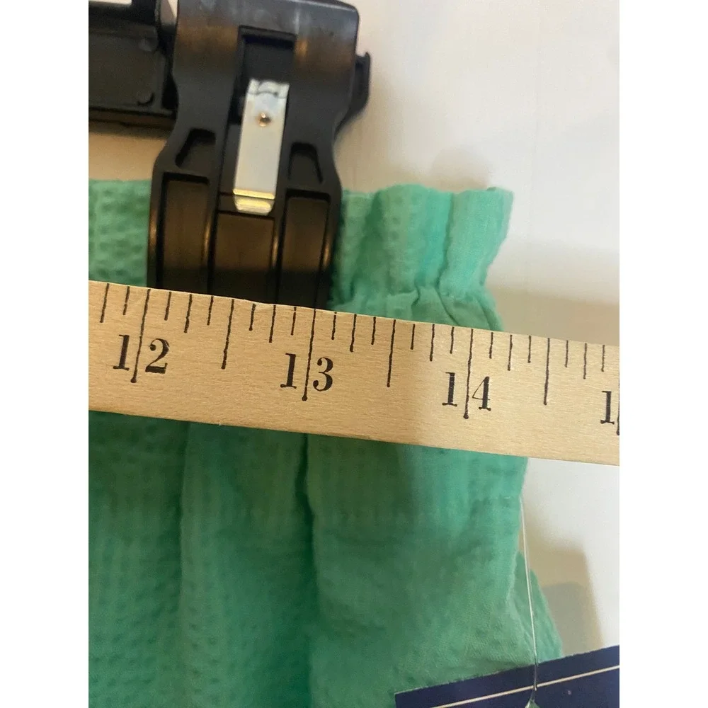 NEW Lauren James Scallop Solid Skirt Seafoam Green Seersucker Mini Pockets Med